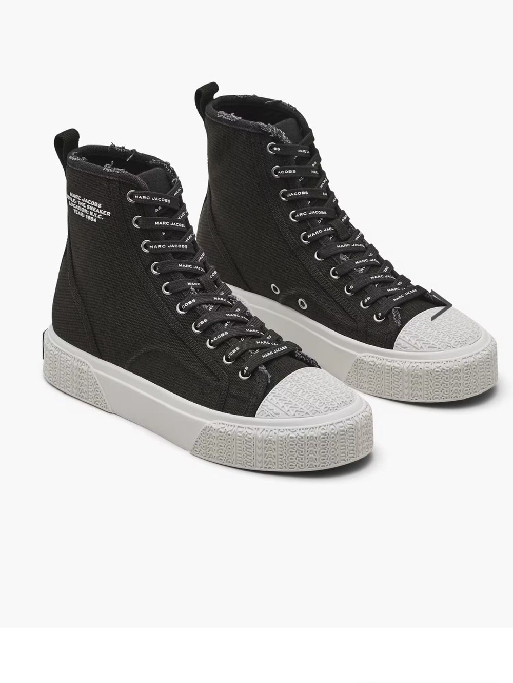 Marc Jacobs Black Canvas High-Top Sneakers with White Sole